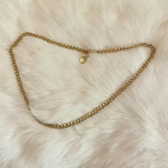 VINtage Emmons Chain Link Necklace Gold Tone Metal Signed Dainty 6079 - Picture 8 of 10